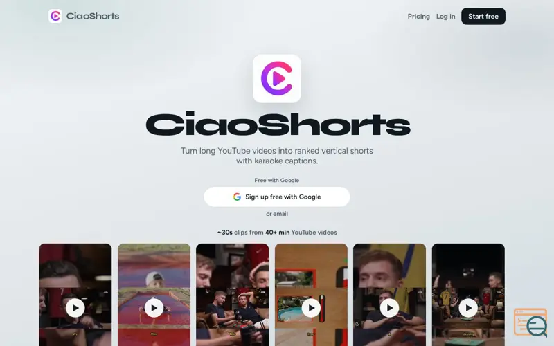 Screenshot of CiaoShorts, a launch using TopDNS