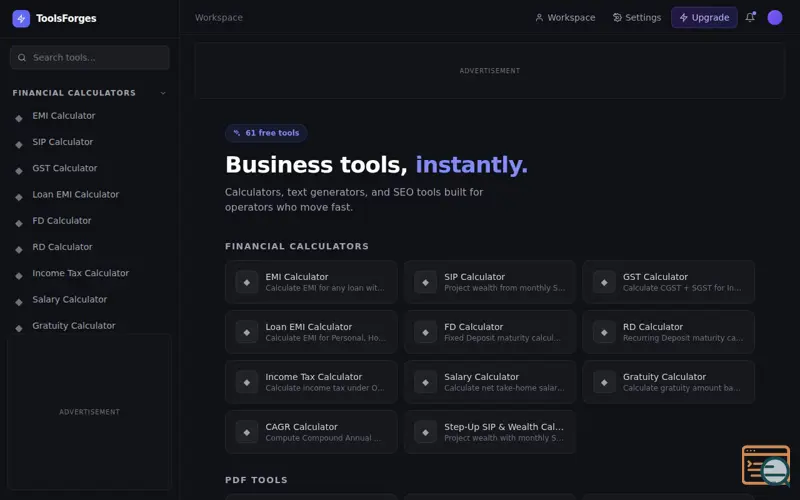 Screenshot of ToolsForges