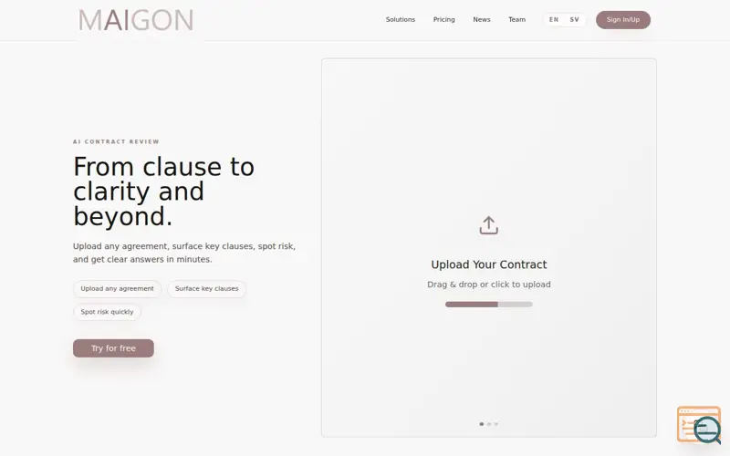 Screenshot of Maigon , a launch using Builder.io