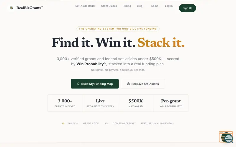 Screenshot of RealBizGrants™