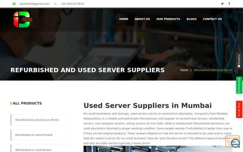 Screenshot of Used Server Supplier in Mumbai