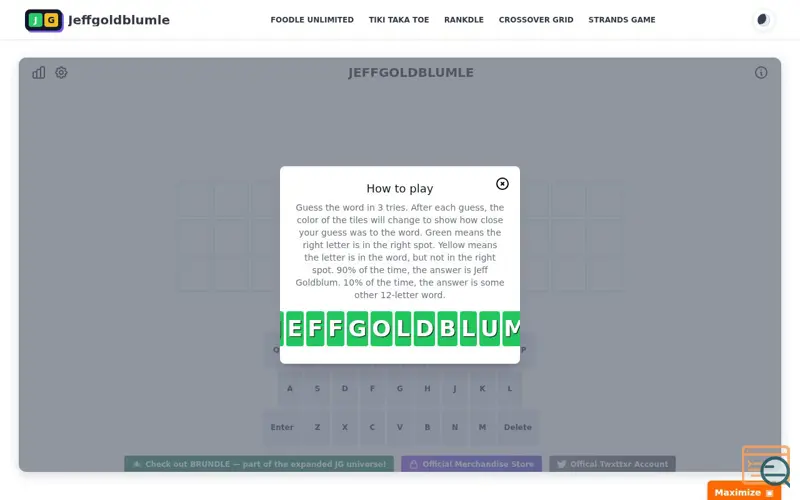 Screenshot of Jeffgoldblumle