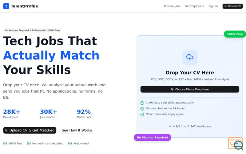 Screenshot of TalentProfile.net, a launch using Matomo