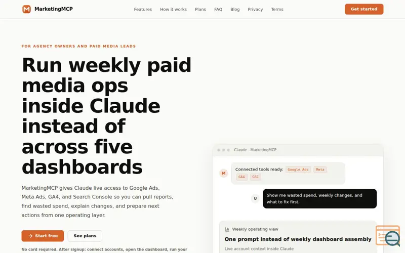 Screenshot of MarketingMCP