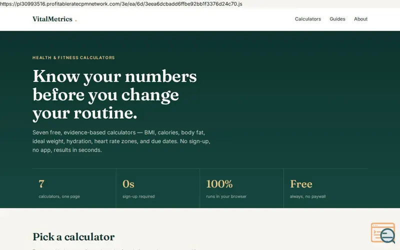 Screenshot of VitalMetrics 