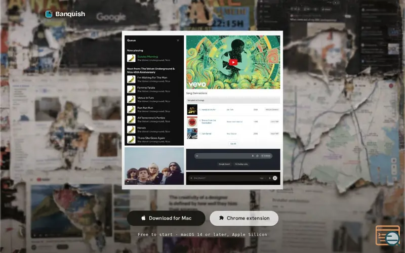 Screenshot of Banquish · Rearrange the web