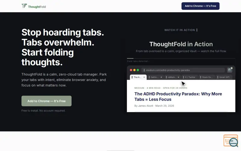 Screenshot of ThoughtFold