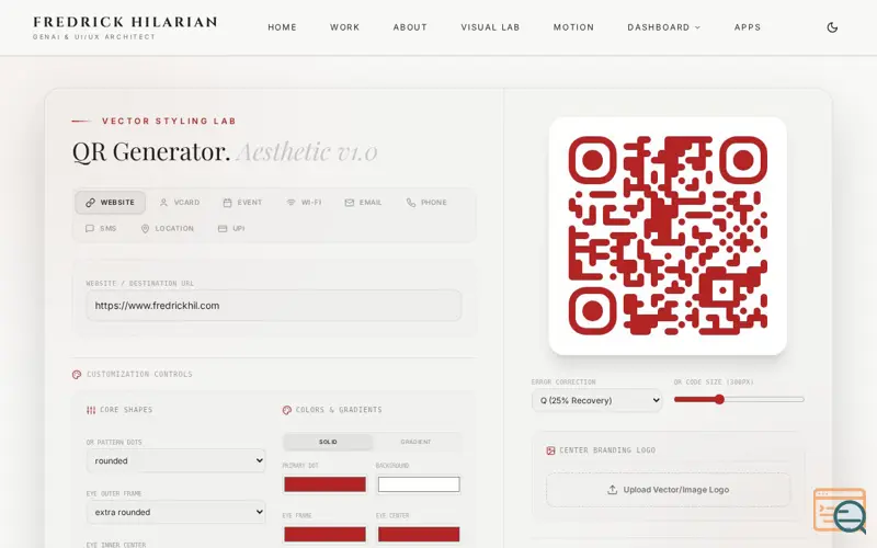 Screenshot of Vector QR Code Designer