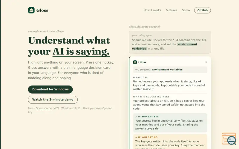 Screenshot of Gloss
