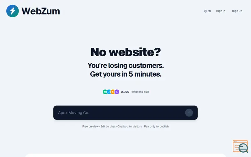 Screenshot of WebZum