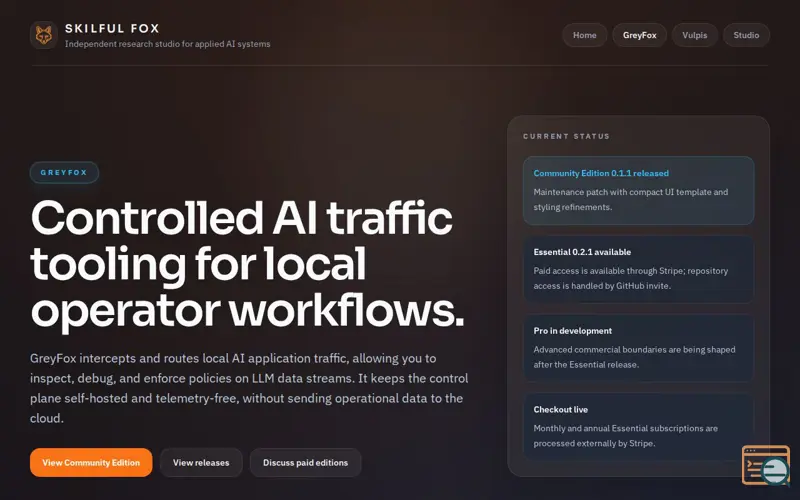 Screenshot of GreyFox