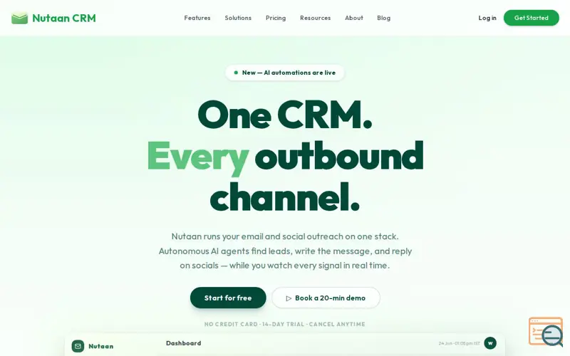 Screenshot of Nutaan CRM