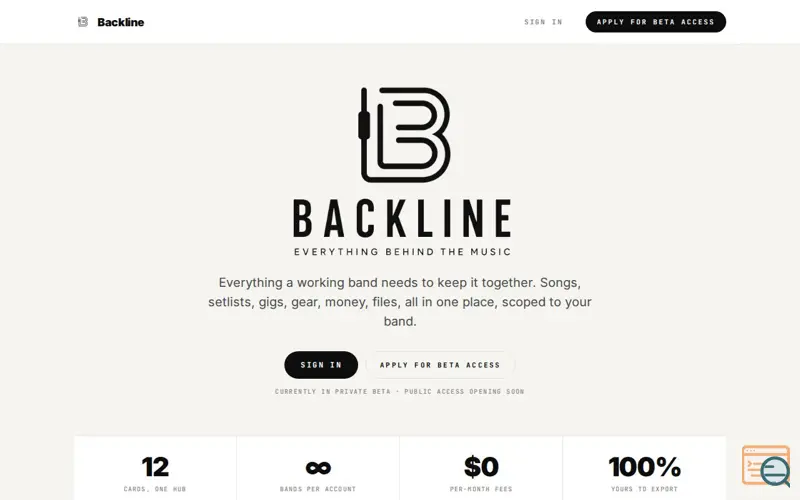 Screenshot of Backline, a launch using Railway