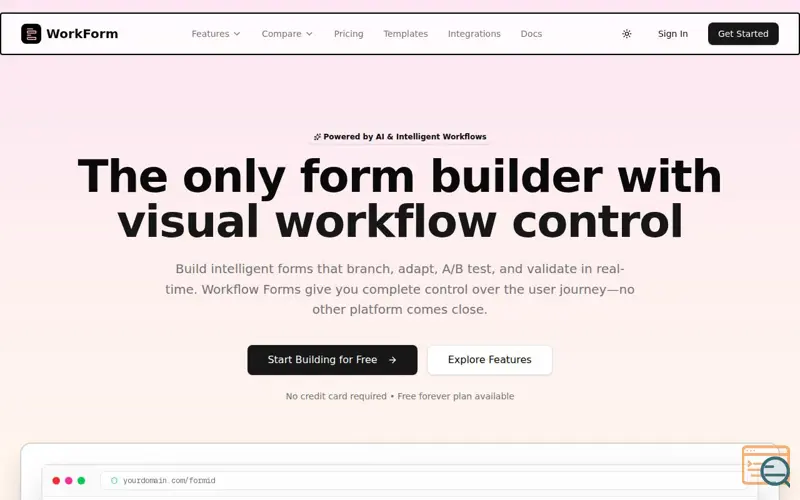 Screenshot of WorkForm