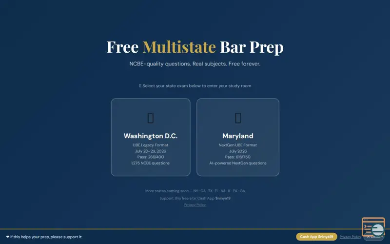 Screenshot of Free Multistate Bar Prep 