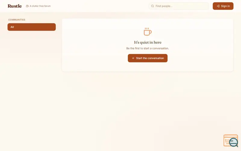 Screenshot of Rustle — A clutter free forum.
