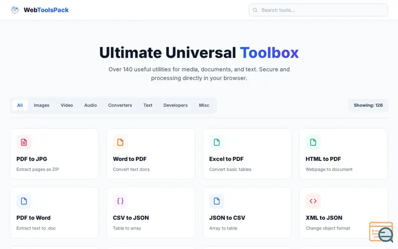 Screenshot of WebToolsPack