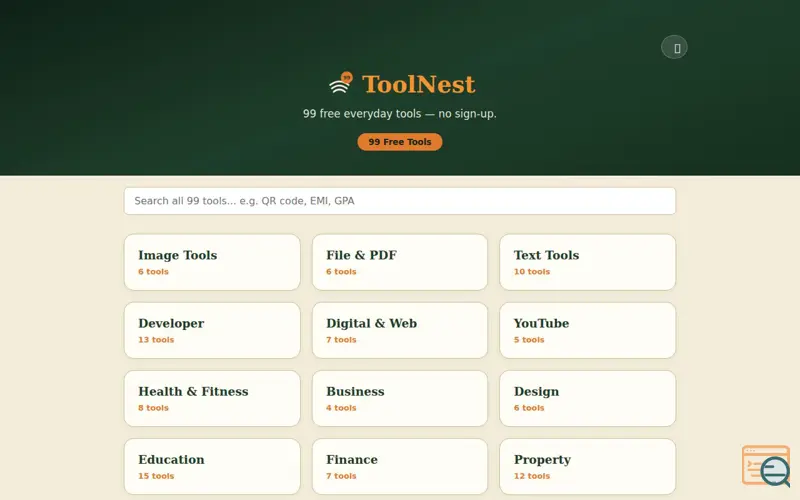 Screenshot of ToolNest