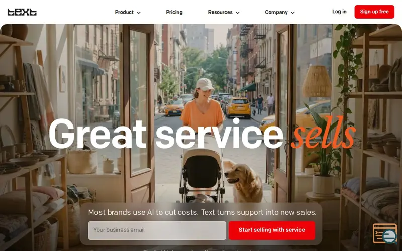Screenshot of Text - AI Customer Service, a launch using LiveChat