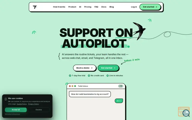 Screenshot of Talki, a launch using Plerdy
