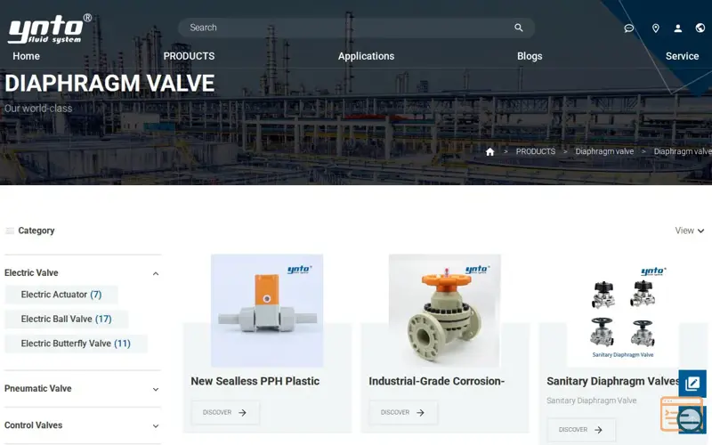 Screenshot of china diaphragm-valve, a launch using Okki