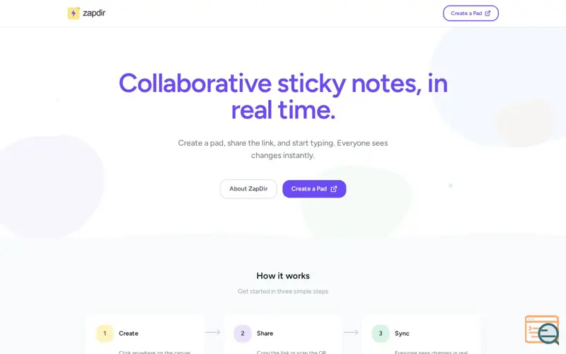 Screenshot of Zapdir, a launch using Laravel Echo