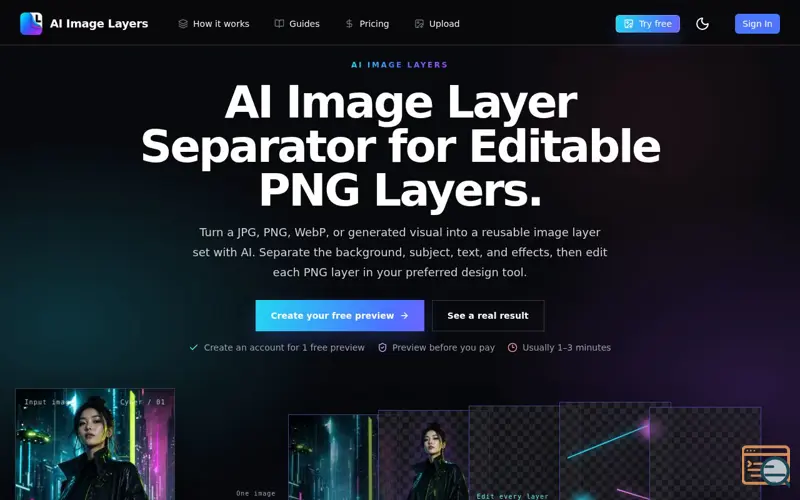 Screenshot of AI Image Layer Separator – Create Editable PNG Layers