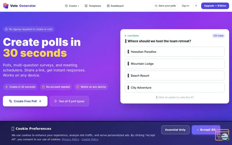 Screenshot of VoteGenerator