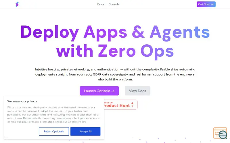 Screenshot of Faable Deploy