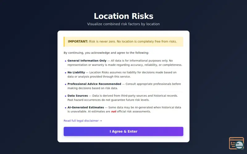 Screenshot of Locationrisks