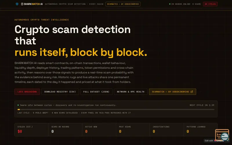 Screenshot of SHARKWATCH AI