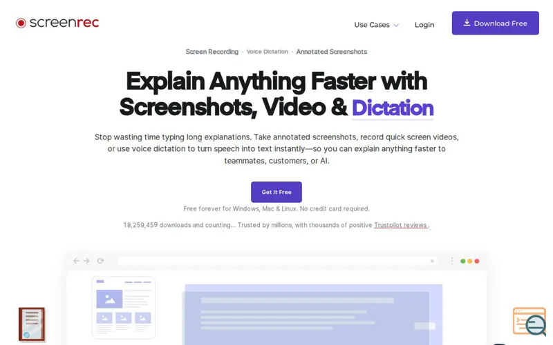 Screenshot of ScreenRec, a launch using StreamingVideoProvider