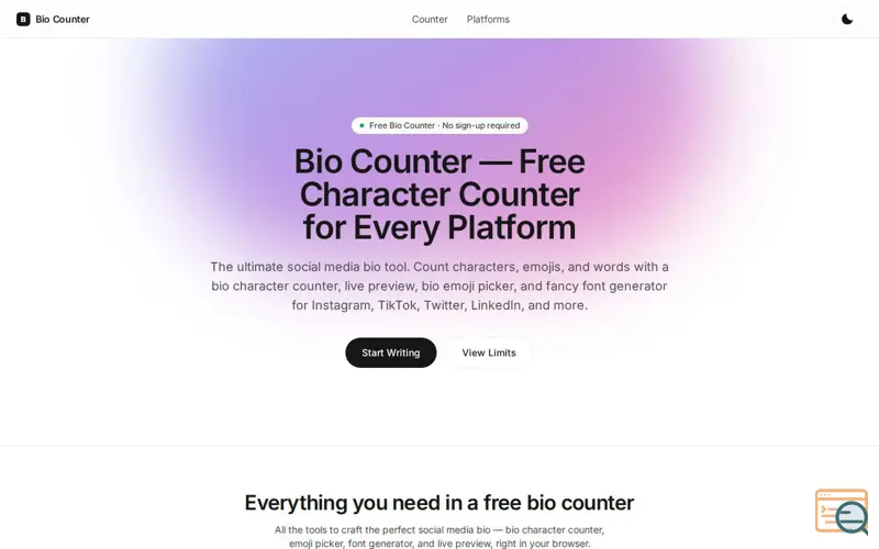 Screenshot of Bio Counter