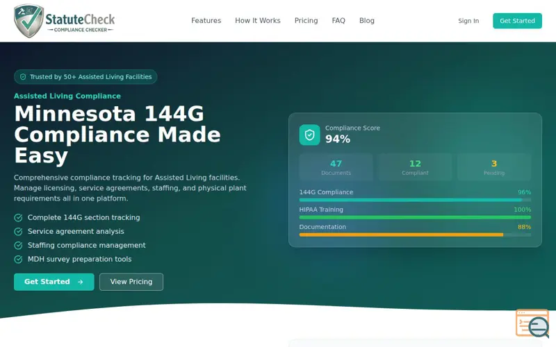 Screenshot of StatuteCheck