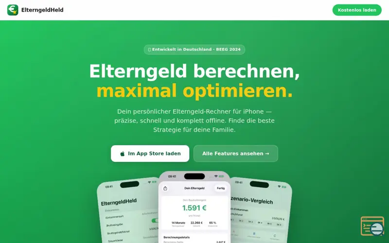 Screenshot of ElterngeldHeld