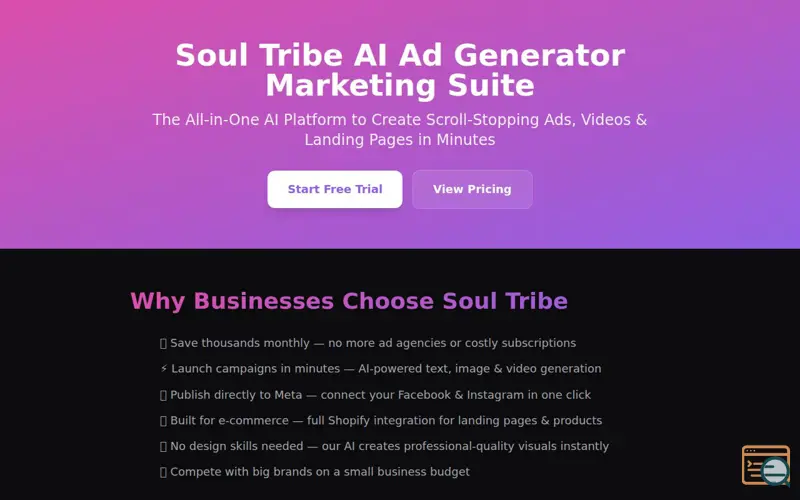 Screenshot of Soul Tribe AI Ad Generator
