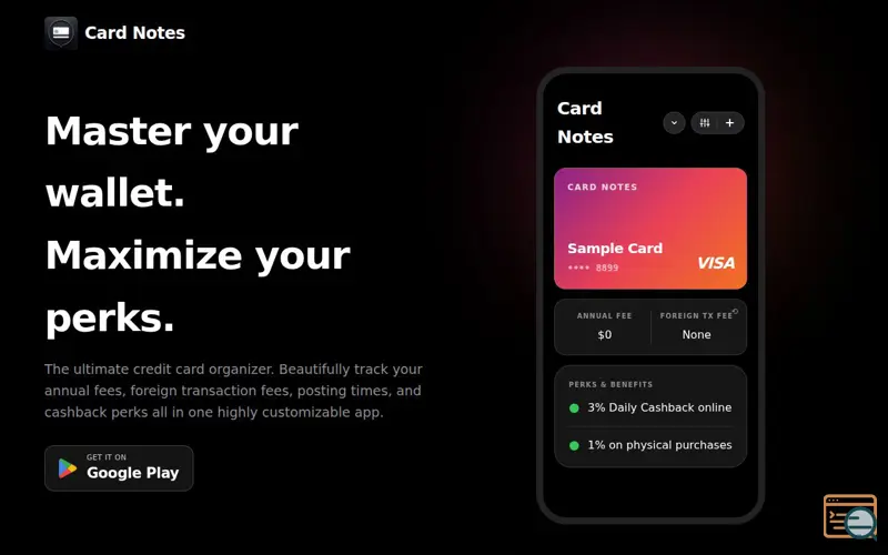 Screenshot of Card Notes