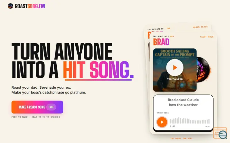 Screenshot of RoastSong.fm