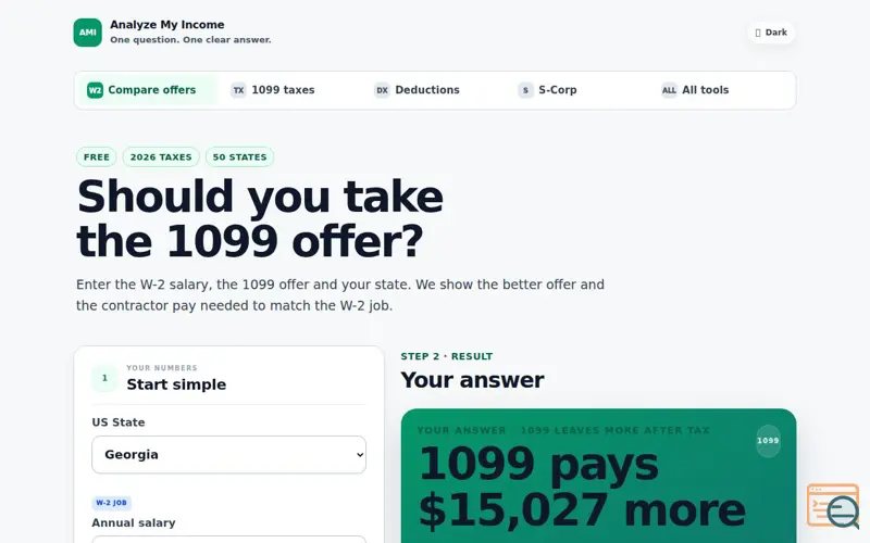 Screenshot of Analyze My Income