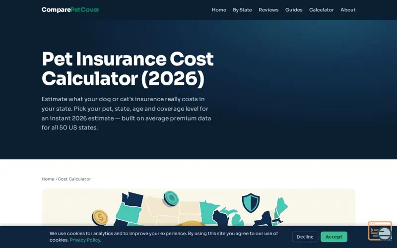 Screenshot of ComparePetCover Cost Calculator, a launch using Impact