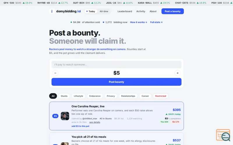 Screenshot of Domybidding