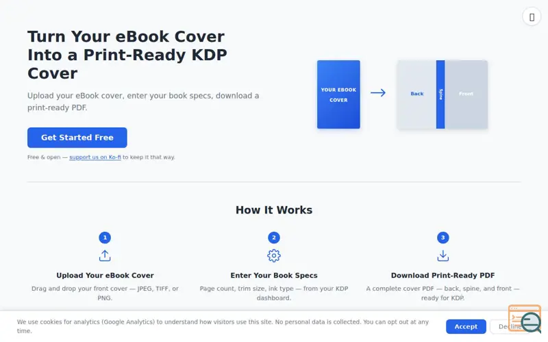 Screenshot of KDP Print Cover Generator