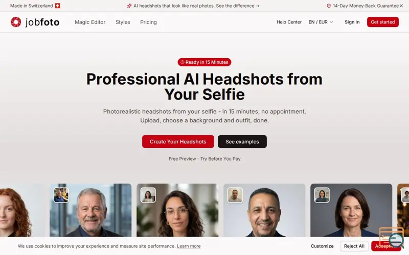 Screenshot of Jobfoto