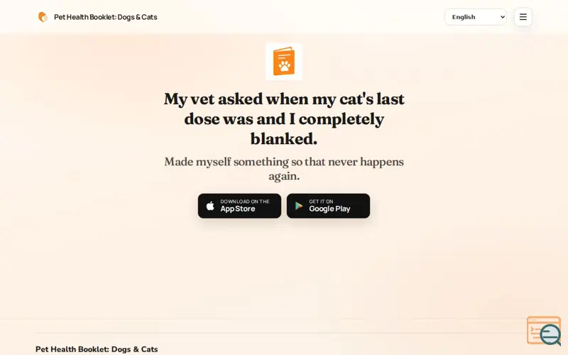 Screenshot of Pet Health Booklet