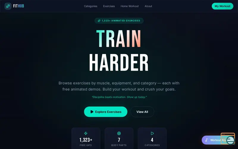 Screenshot of FitHub — Gym Exercise Library