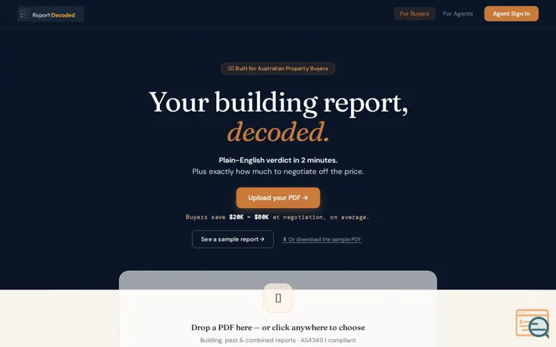 Screenshot of Report Decoded, a launch using Nameserver.net.au DNS