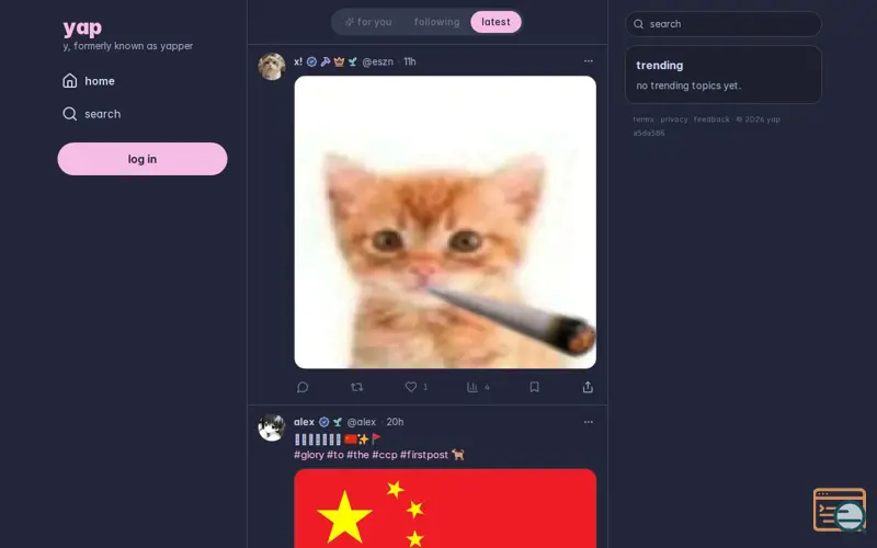 Screenshot of yap, a launch using Inter Font