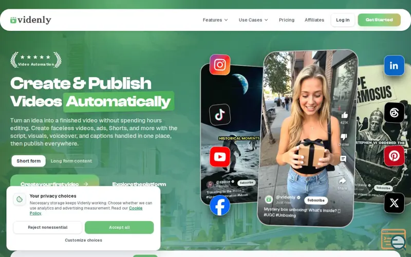 Screenshot of Videnly