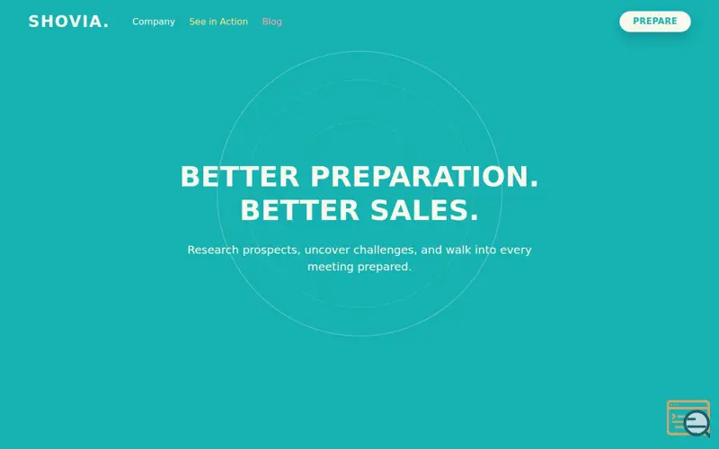 Screenshot of SHOVIA — AI Conversation Preparation for Sales Professionals