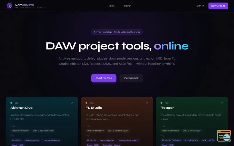 Screenshot of DAW Converter